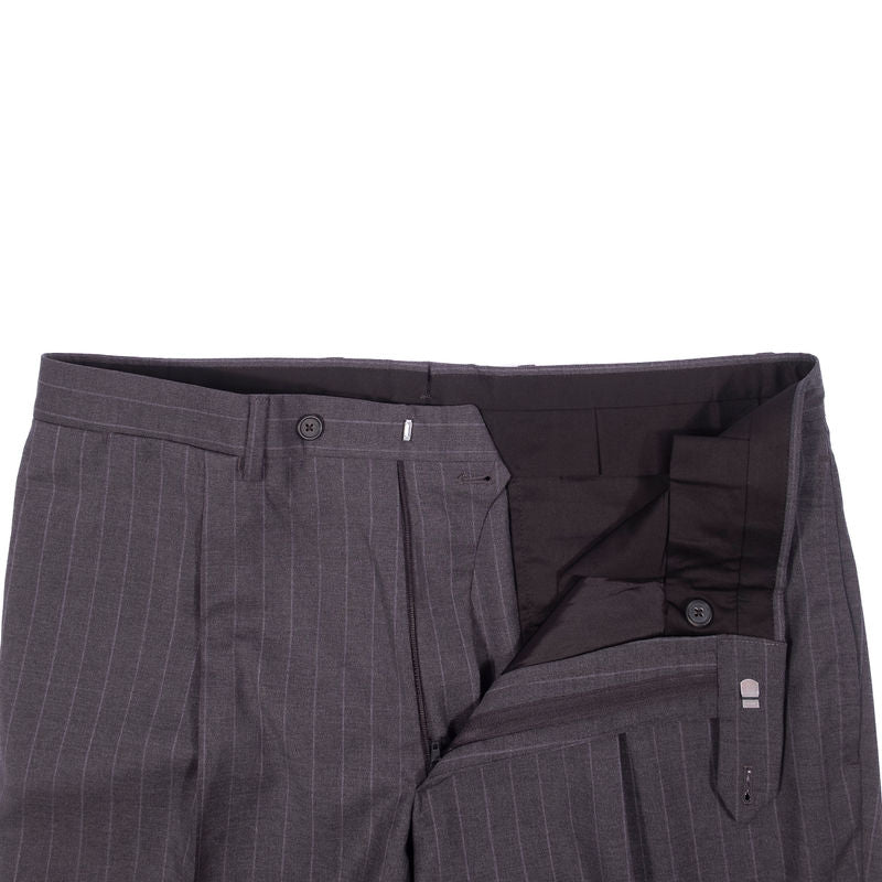 Neapolitan Hand Tailored Grey Chalk Striped Suit Sz 48