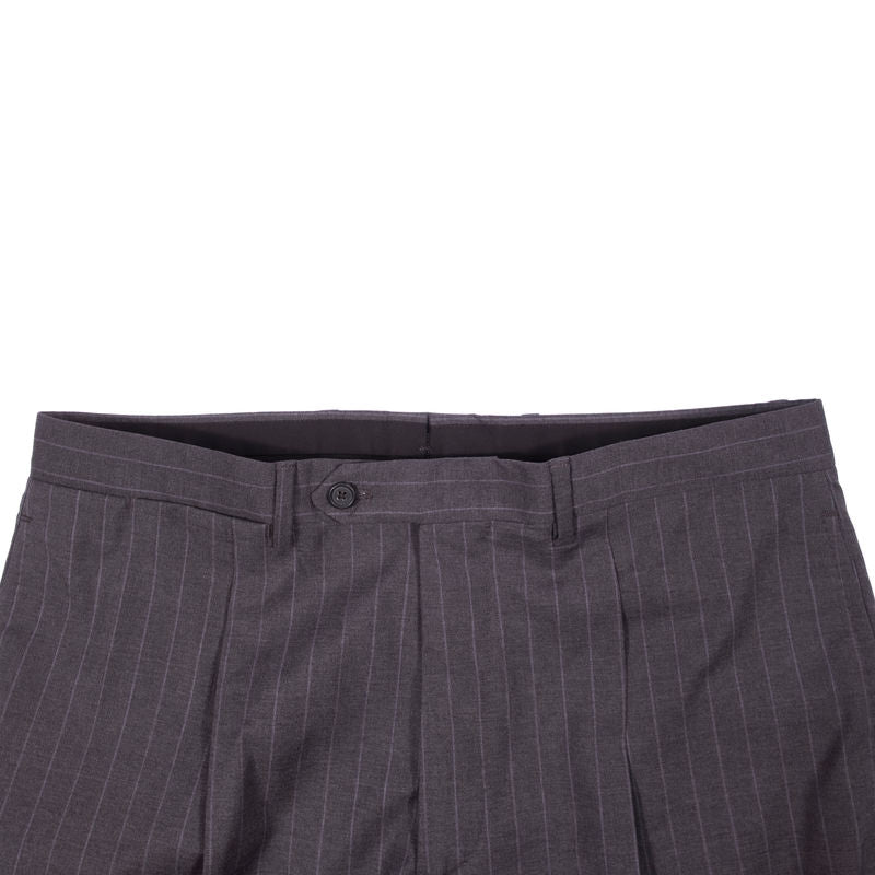 Neapolitan Hand Tailored Grey Chalk Striped Suit Sz 52