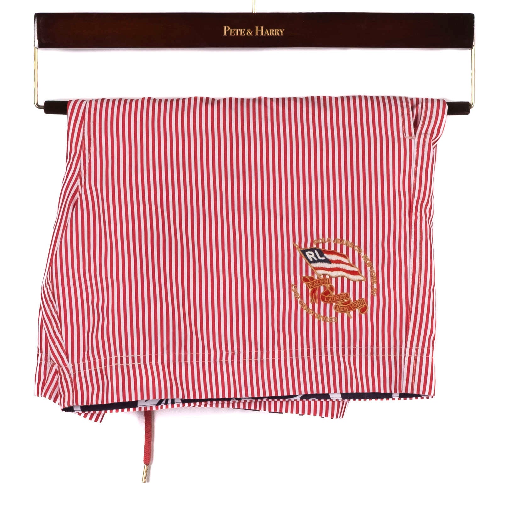 Red and White Striped Swimming Trunks