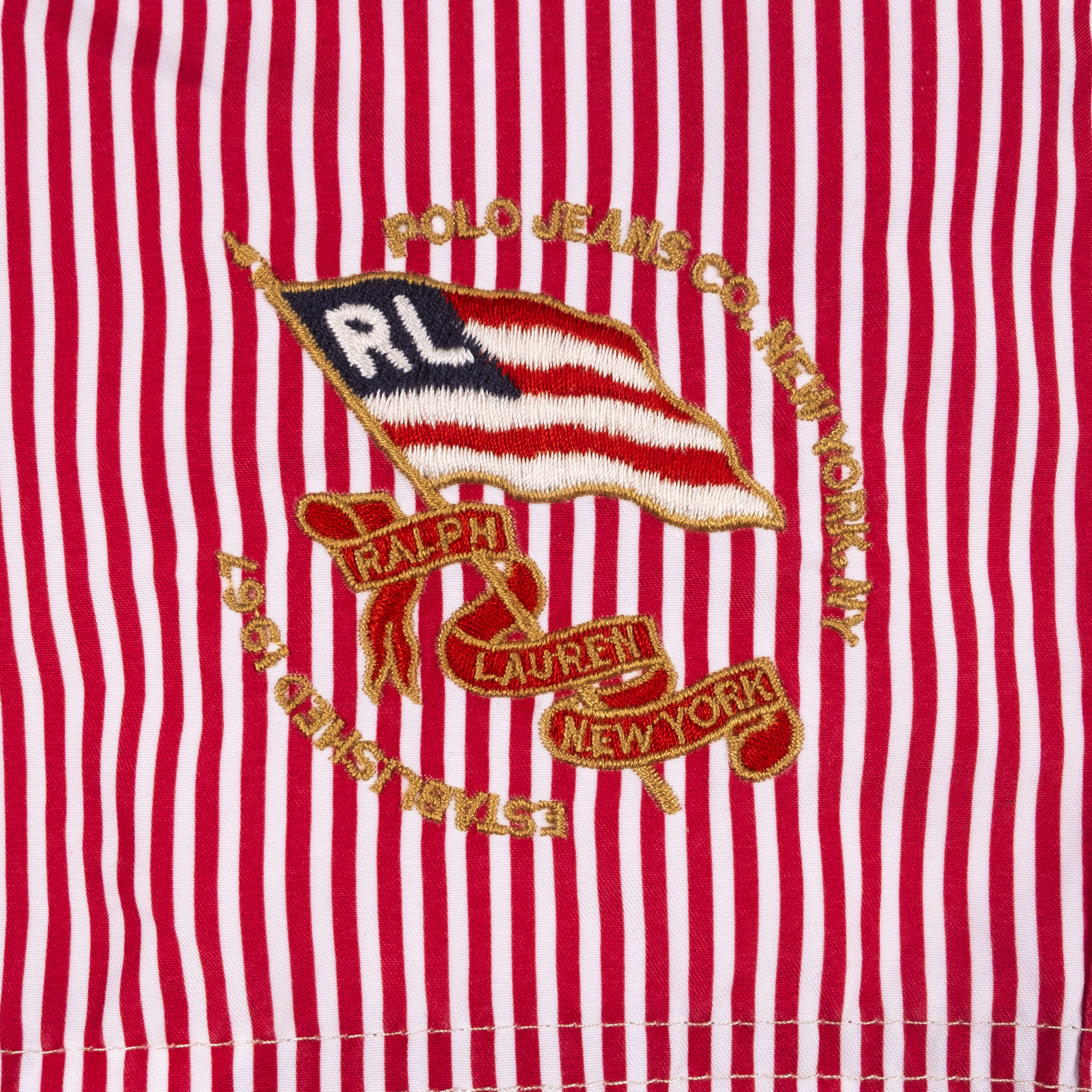 Red and White Striped Swimming Trunks