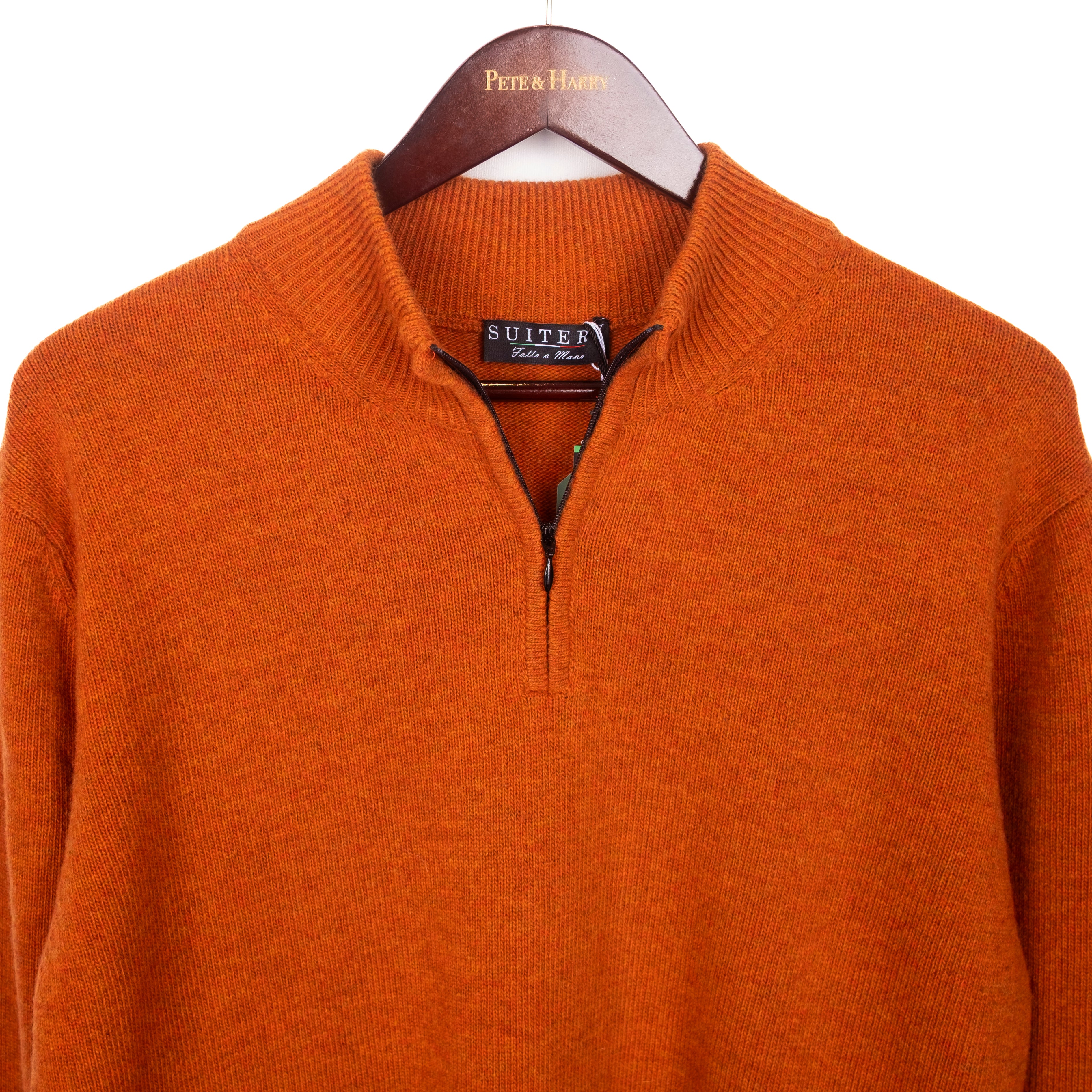 Orange Rust Baby Merino Wool Half Zip