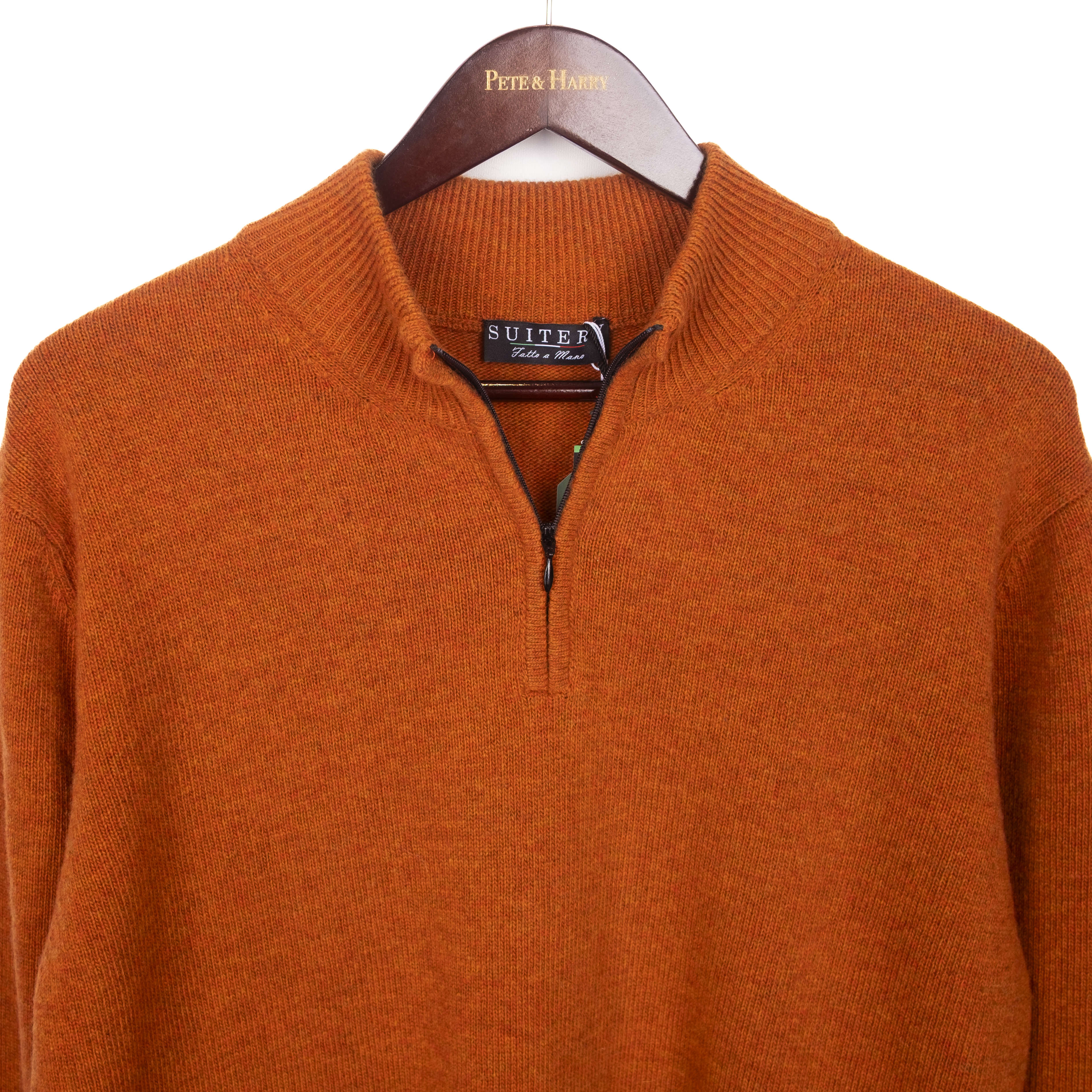 Orange Rust Baby Merino Wool Half Zip