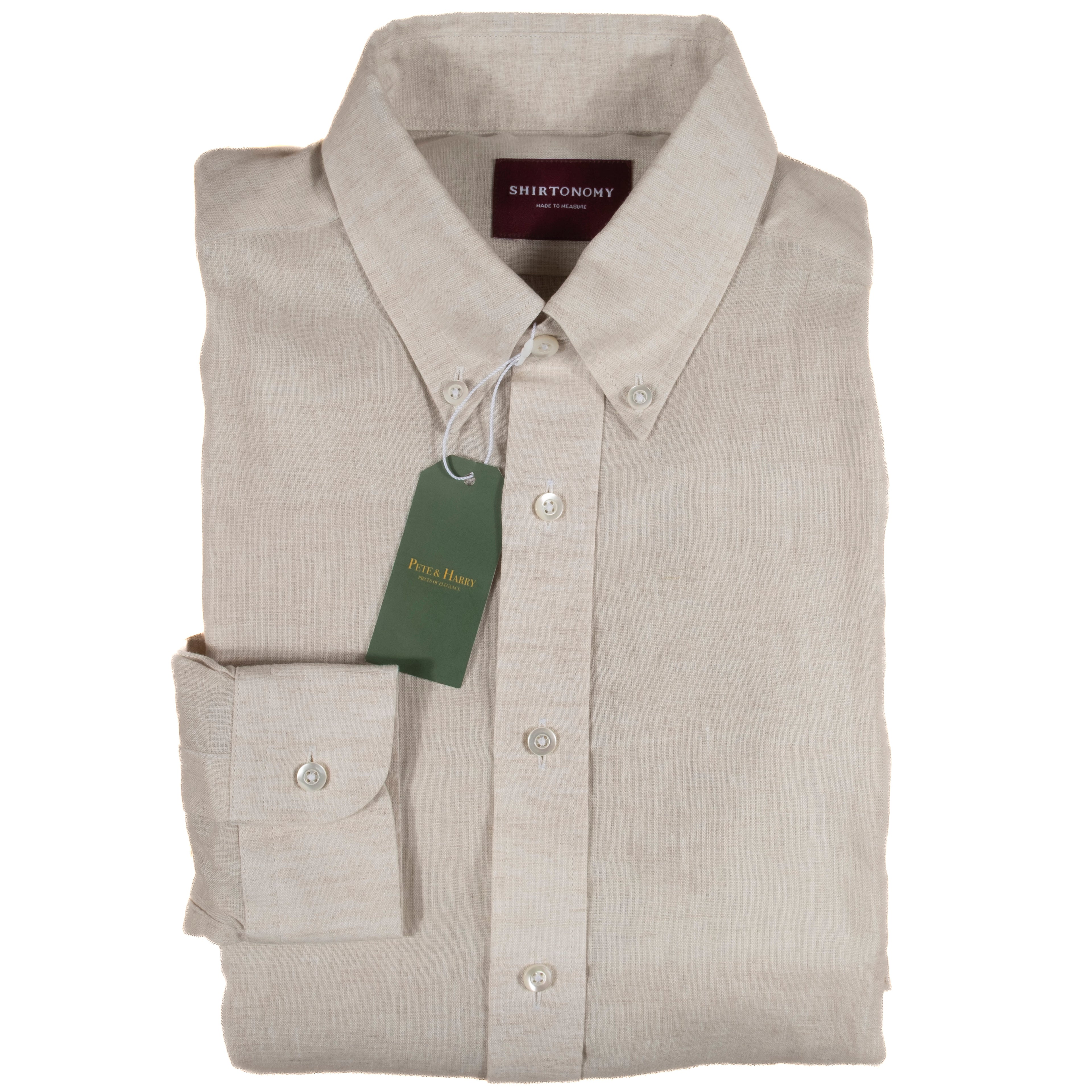 Shirtonomy Sand Linen Buttondown Shirt Sz 39