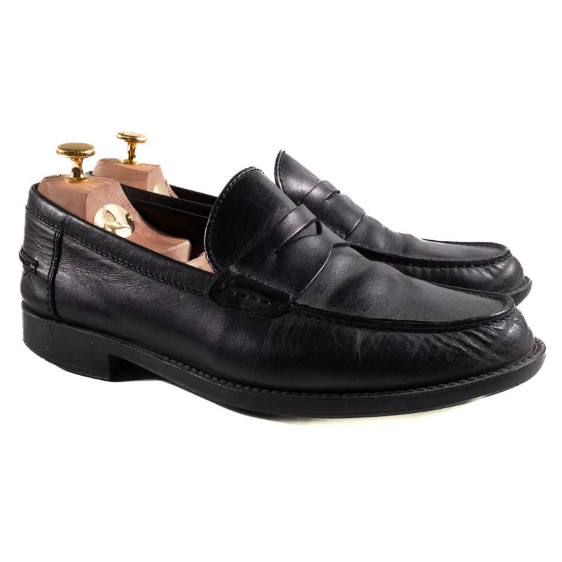 A.Testoni Black Penny Loafers