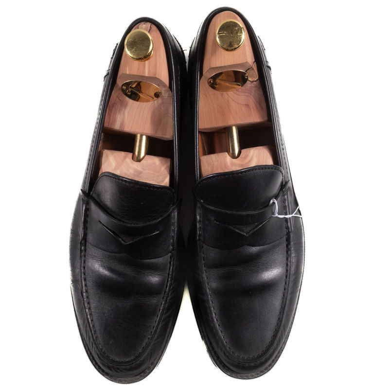 A.Testoni Black Penny Loafers