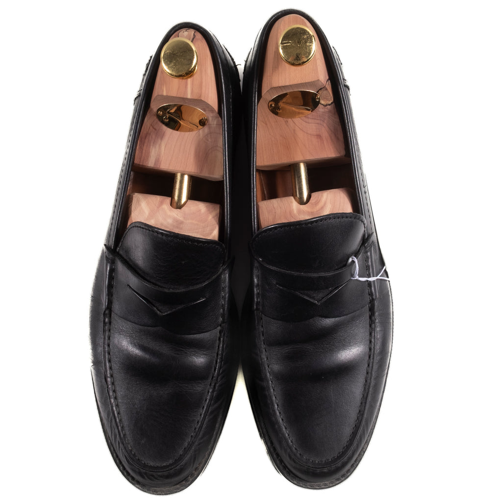 A.Testoni Black Penny Loafers