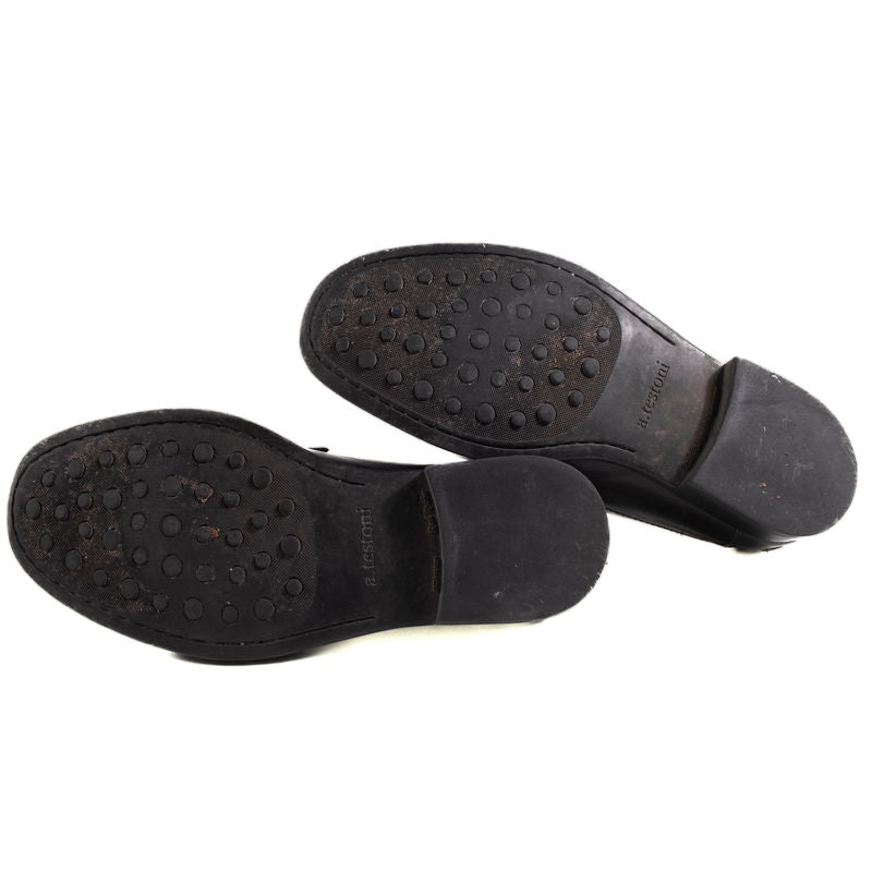 A.Testoni Black Penny Loafers