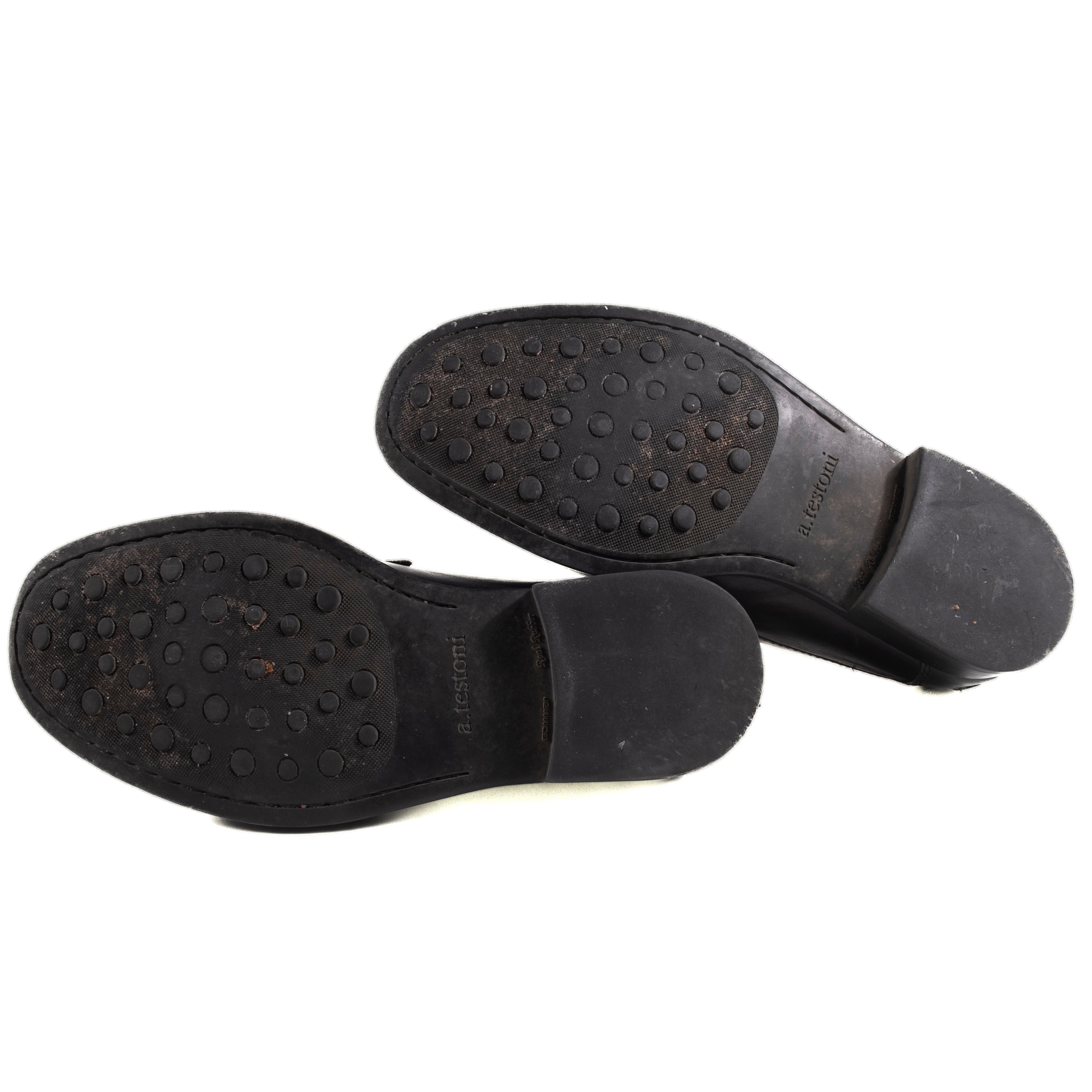 A.Testoni Black Penny Loafers