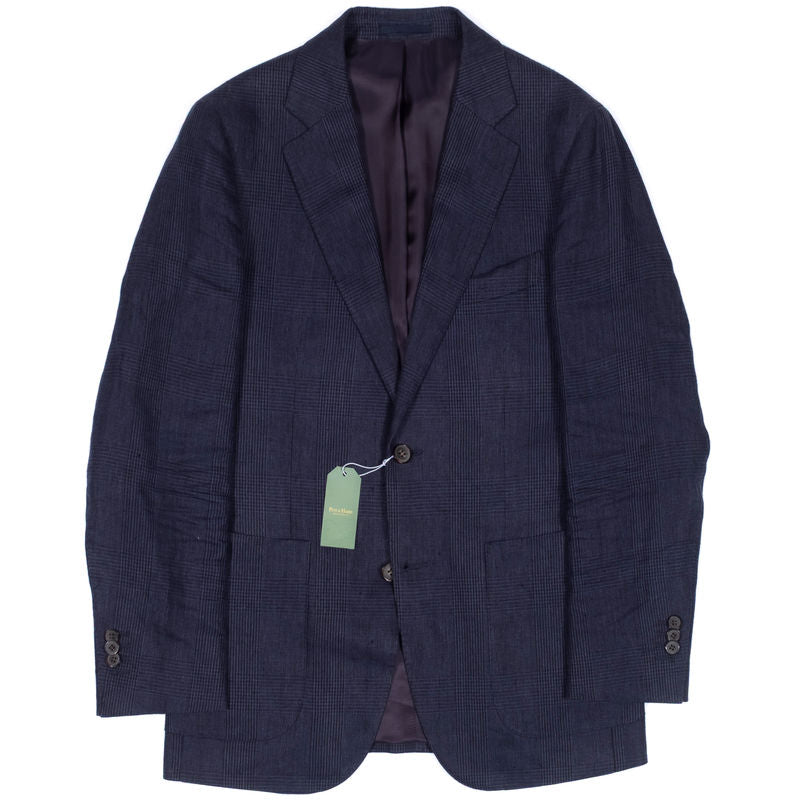 Suitsupply Navy Checks Linen, Patch Pocket Casual Suit