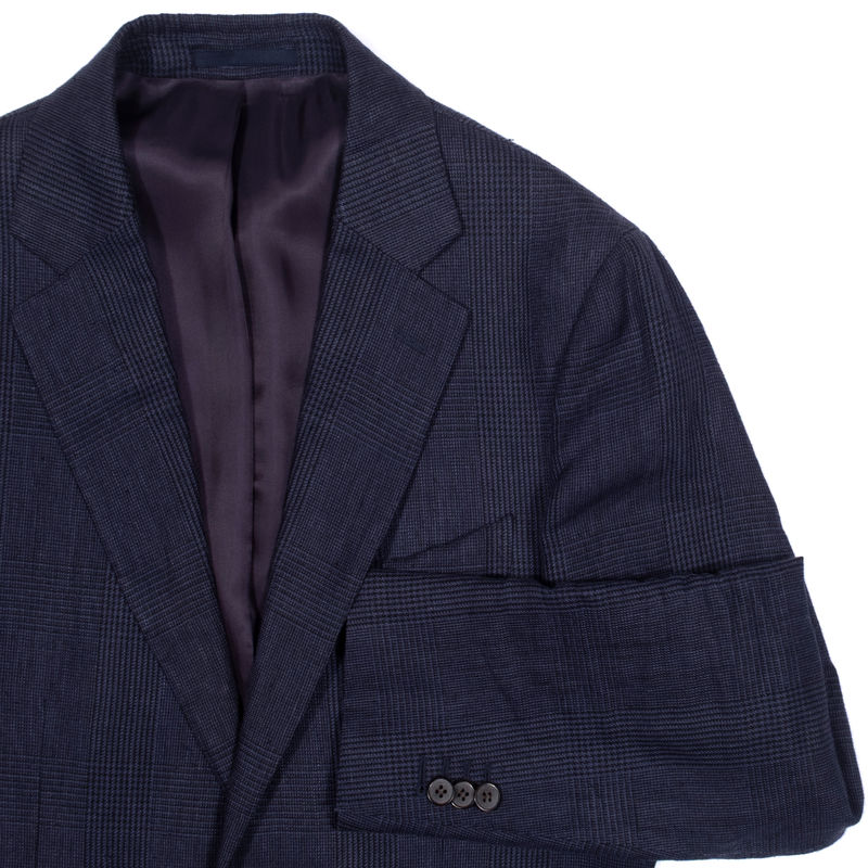 Suitsupply Navy Checks Linen, Patch Pocket Casual Suit