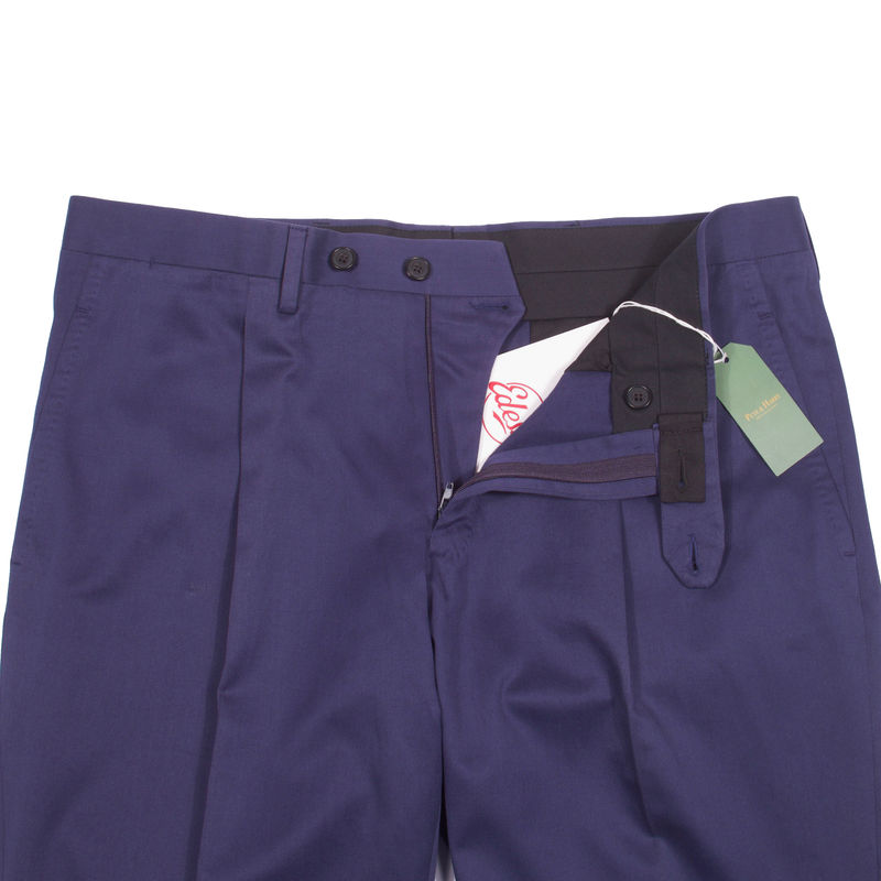 Neapolitan Hand Tailored Blue Cotton Trousers