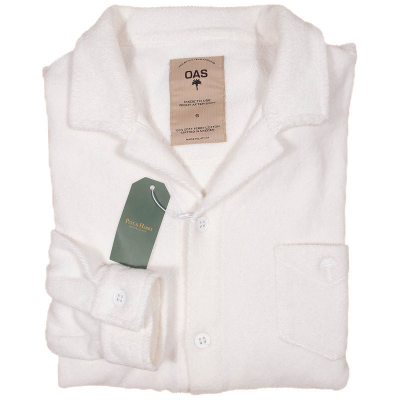 OAS White Camp Collar Terry Cloth Shirt