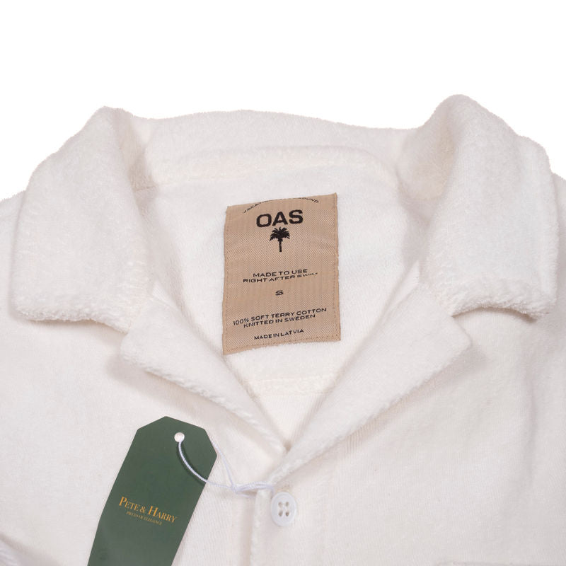 OAS White Camp Collar Terry Cloth Shirt