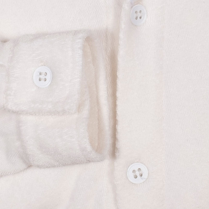 OAS White Camp Collar Terry Cloth Shirt
