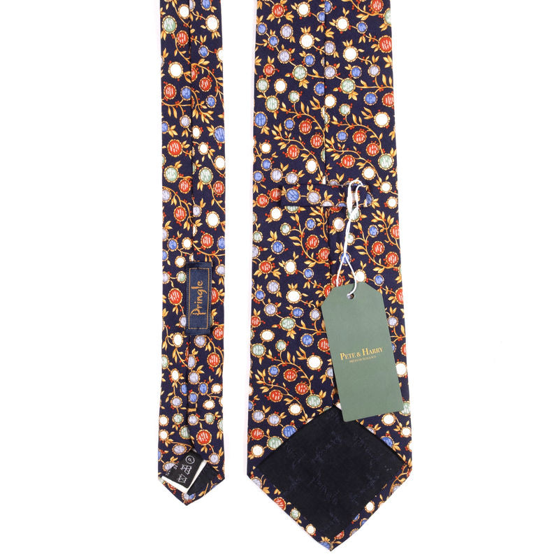 Pringle Black Floral Pattern Tie