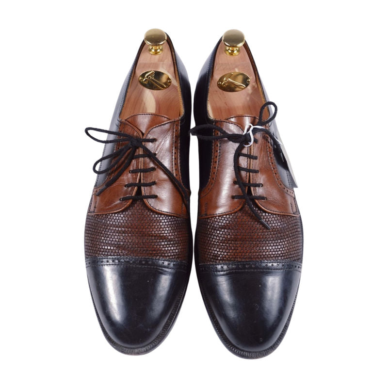 Bally Black and Brown Braided Leather Derbies