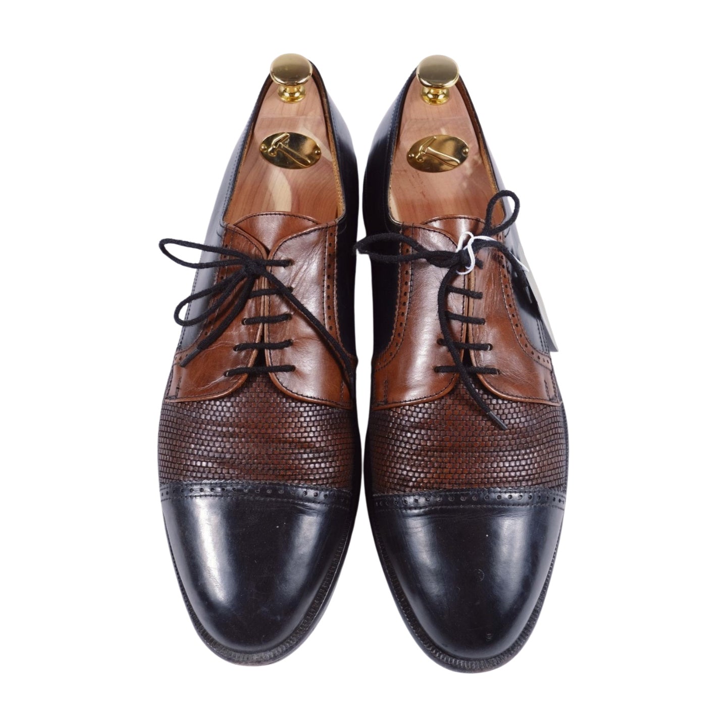 Bally Black and Brown Braided Leather Derbies