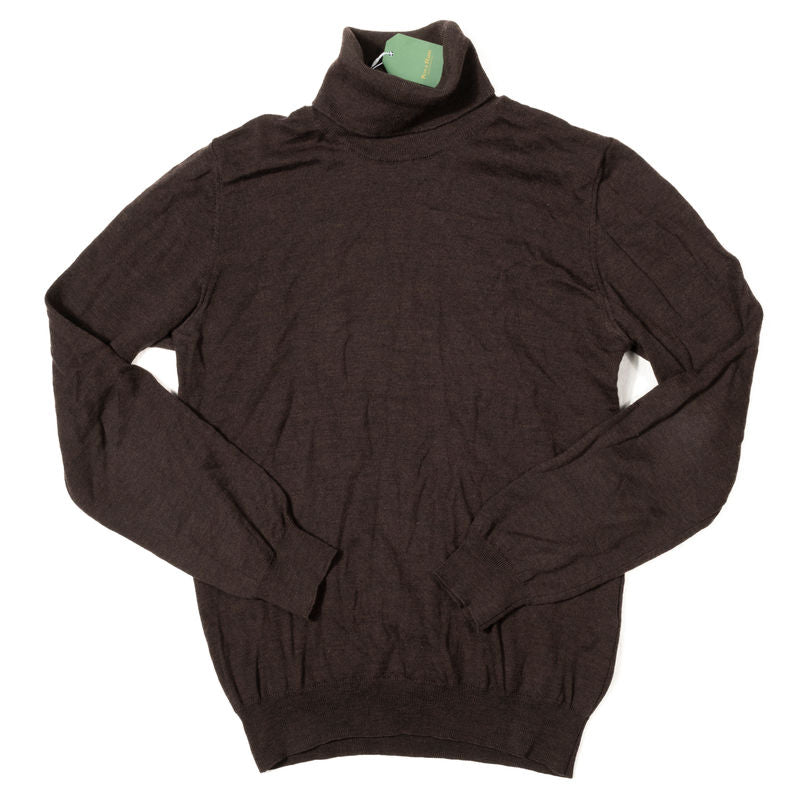 Oscar Jacobson Brown Polo Knit Sweater