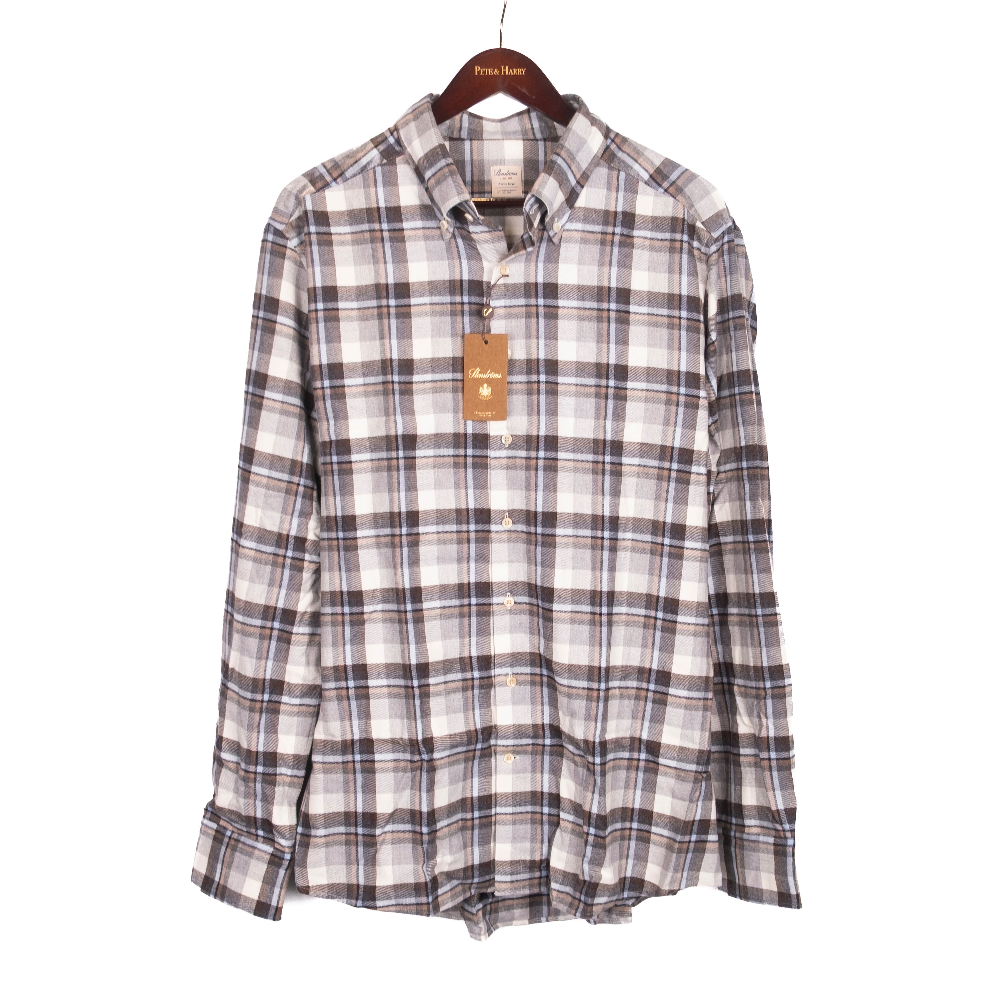 Grey and Brown Checked Buttondown Shirt