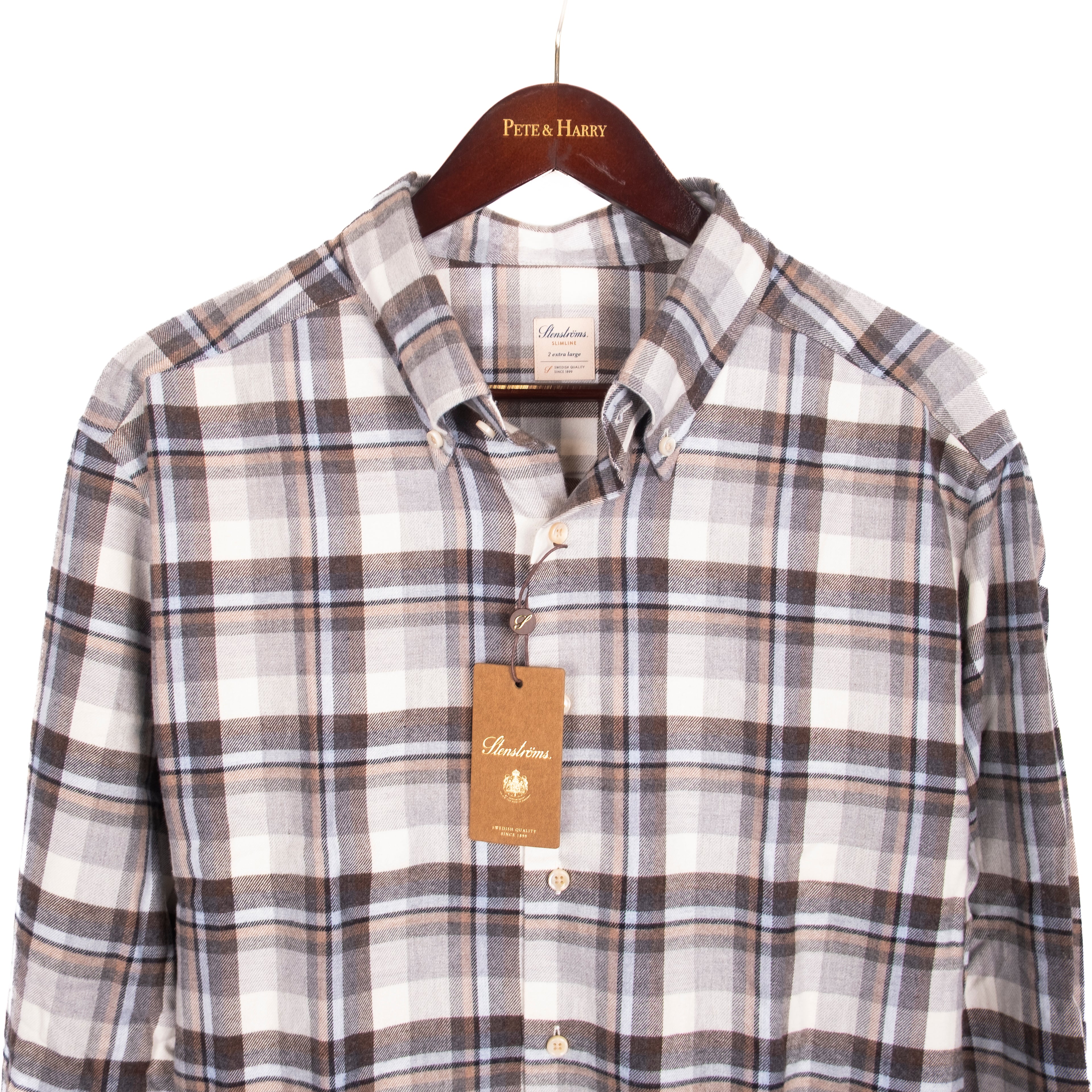 Grey and Brown Checked Buttondown Shirt