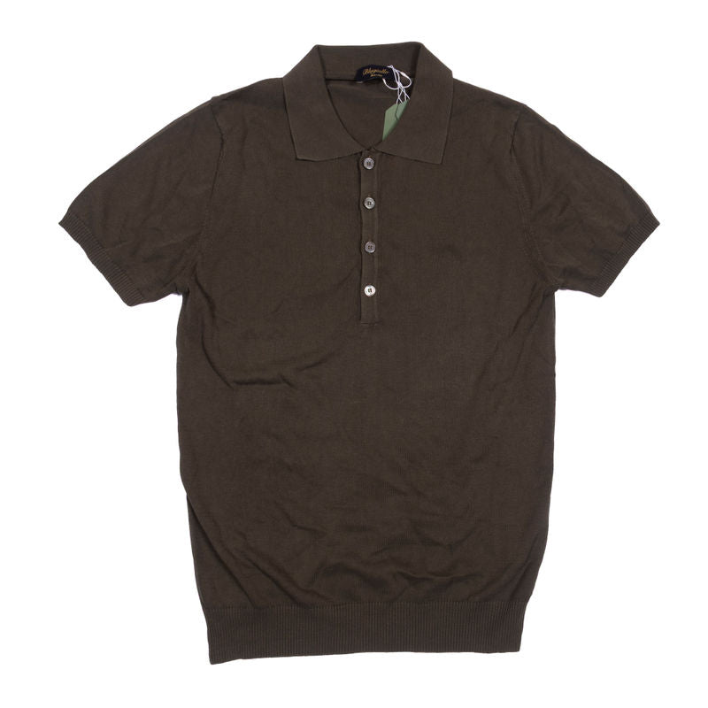 Blugiallo Green Knit Cotton Polo Shirt