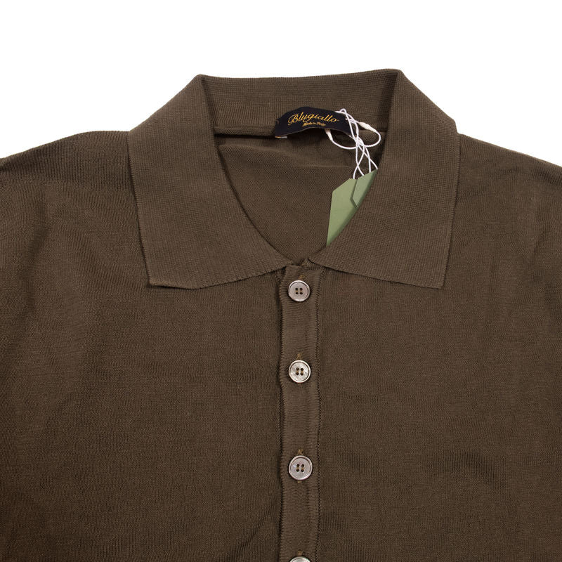 Blugiallo Green Knit Cotton Polo Shirt