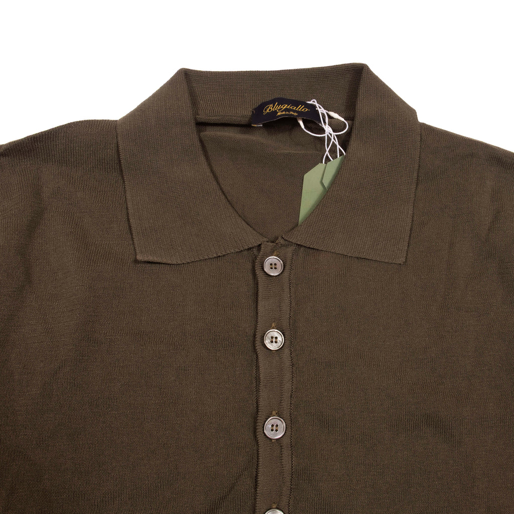 Blugiallo Green Knit Cotton Polo Shirt