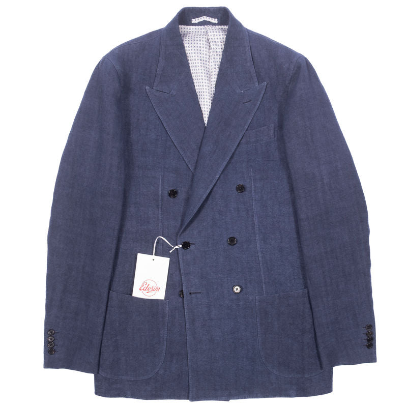 Neapolitan Hand Tailored Blue Hemp Sunrise Capsule Collection Double Breasted Sport Coat Sz 52