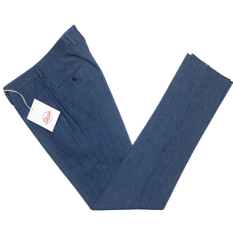 Neapolitan Hand Tailored Blue Denim Trousers Sz 50