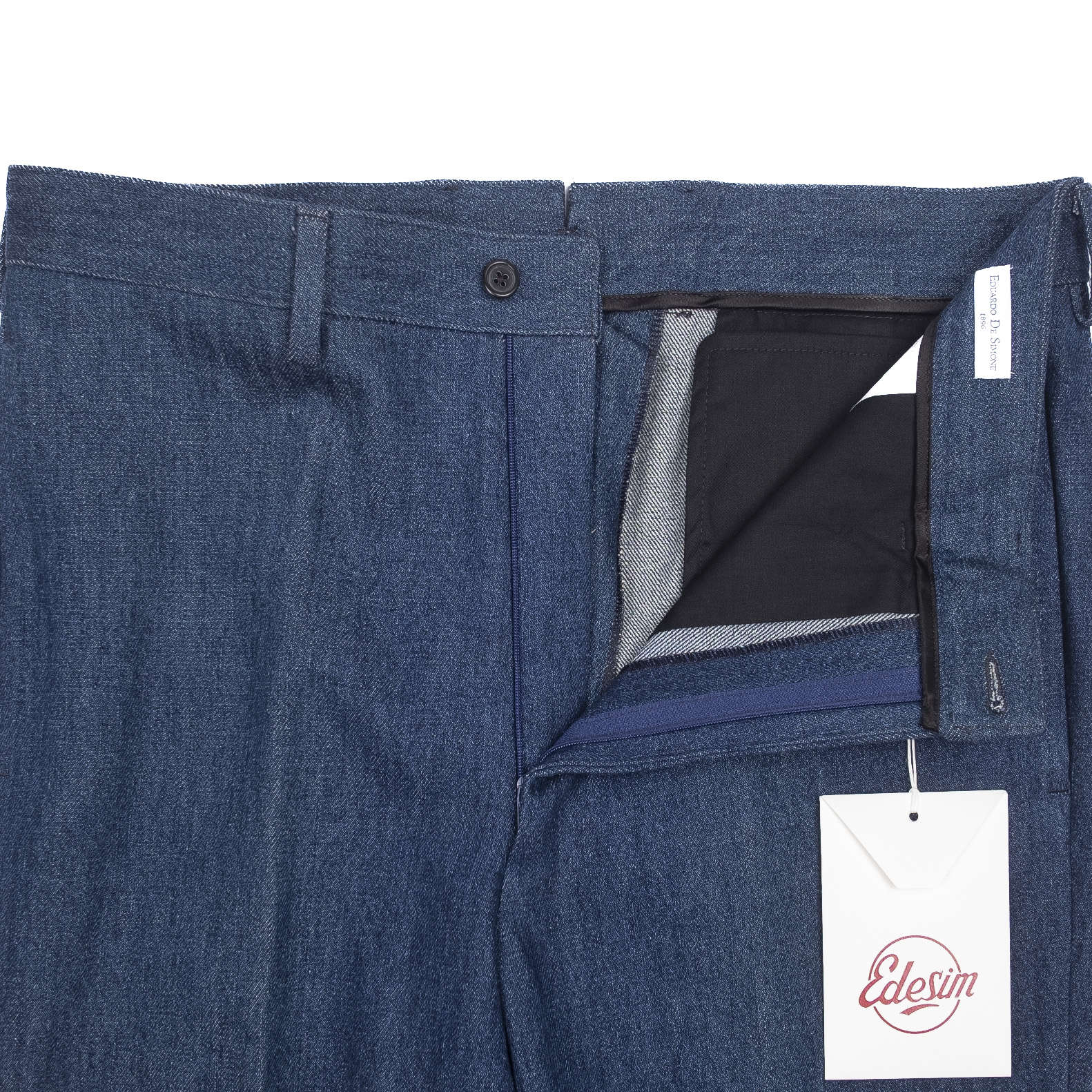 Neapolitan Hand Tailored Blue Denim Trousers Sz 50
