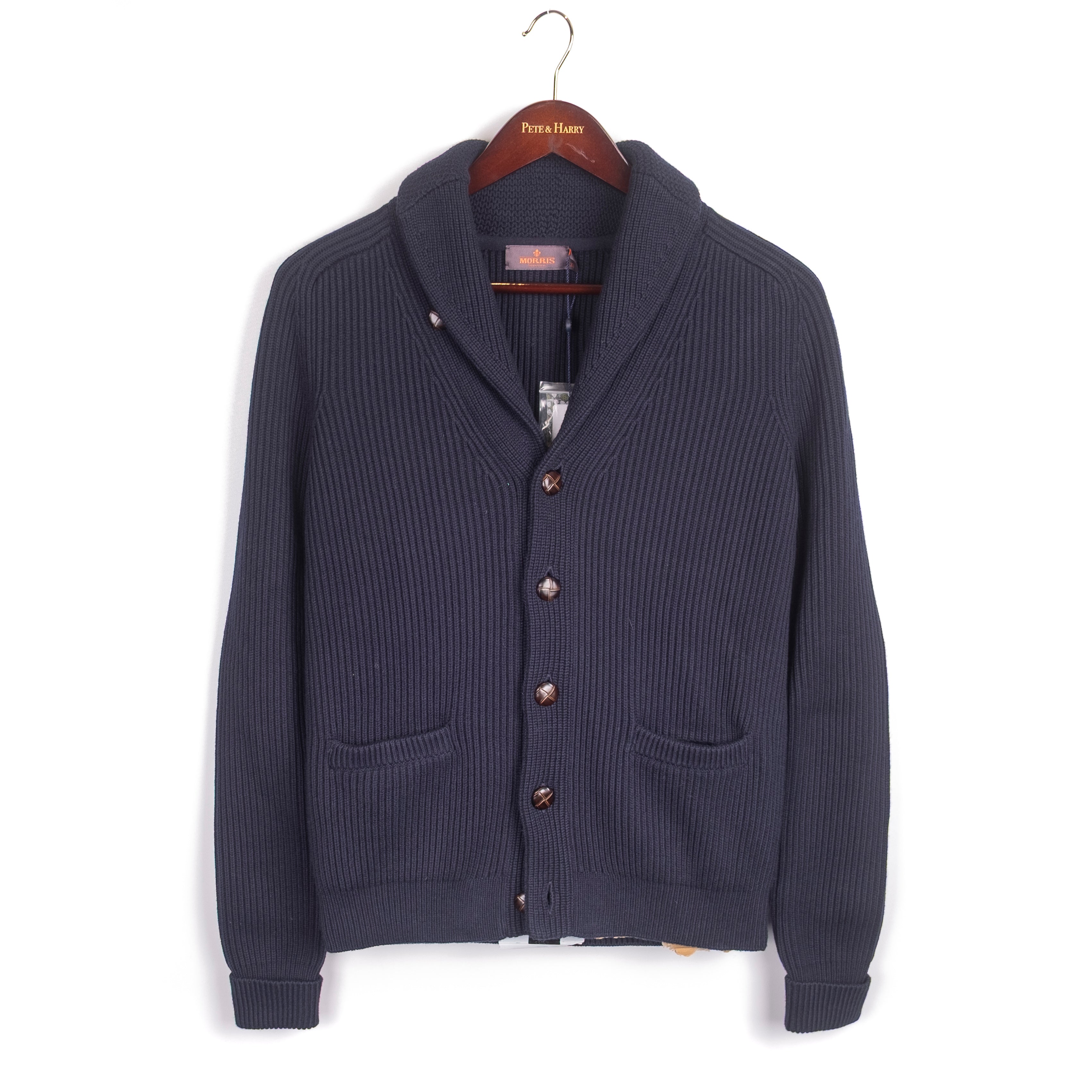 Navy Shawl Collar Cardigan