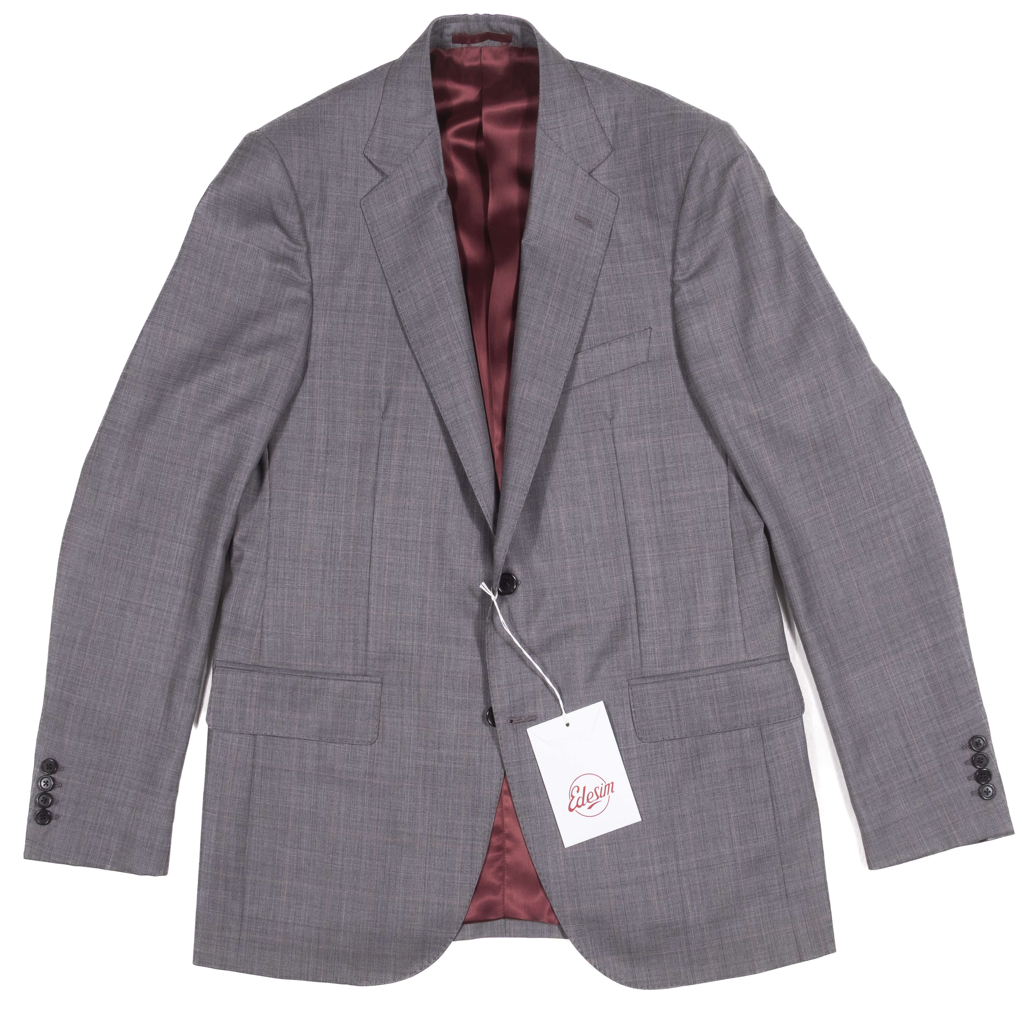 Neapolitan Hand Tailored Grey Prince of Wales Check Holland & Sherry Suit Sz 52