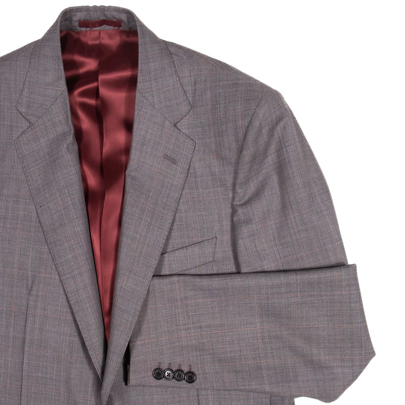 Neapolitan Hand Tailored Grey Prince of Wales Check Holland & Sherry Suit Sz 50