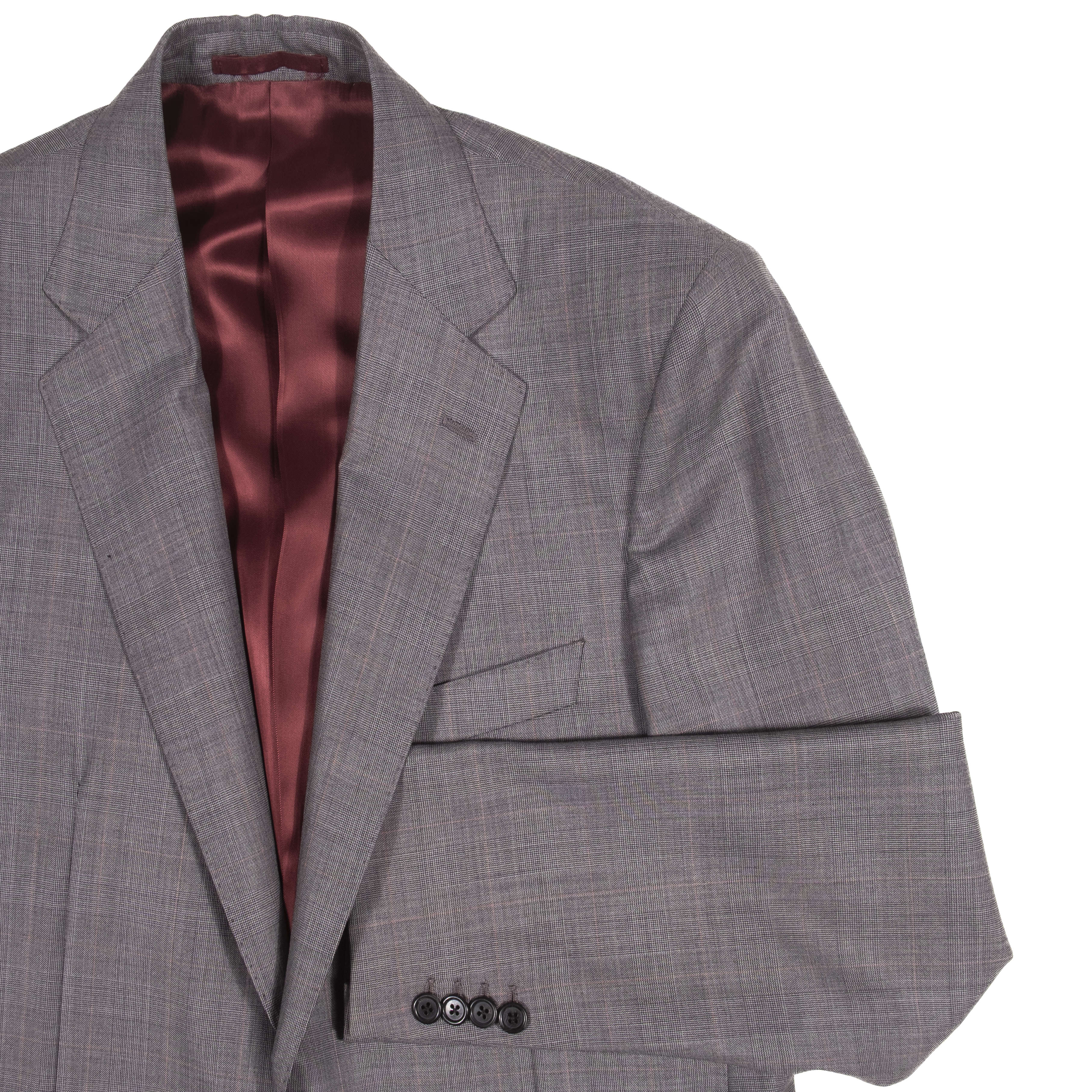 Neapolitan Hand Tailored Grey Prince of Wales Check Holland & Sherry Suit Sz 50