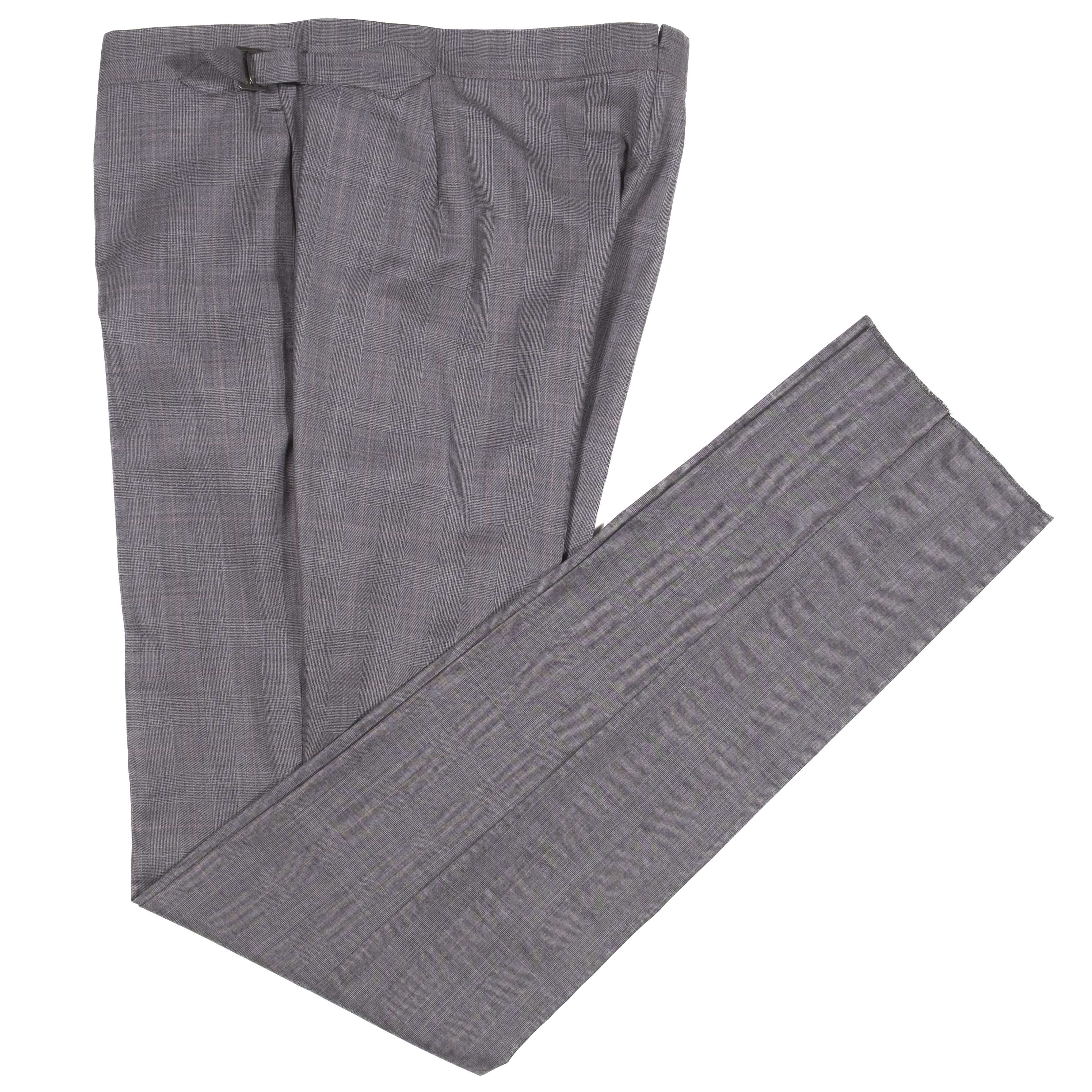Neapolitan Hand Tailored Grey Prince of Wales Check Holland & Sherry Suit Sz 52