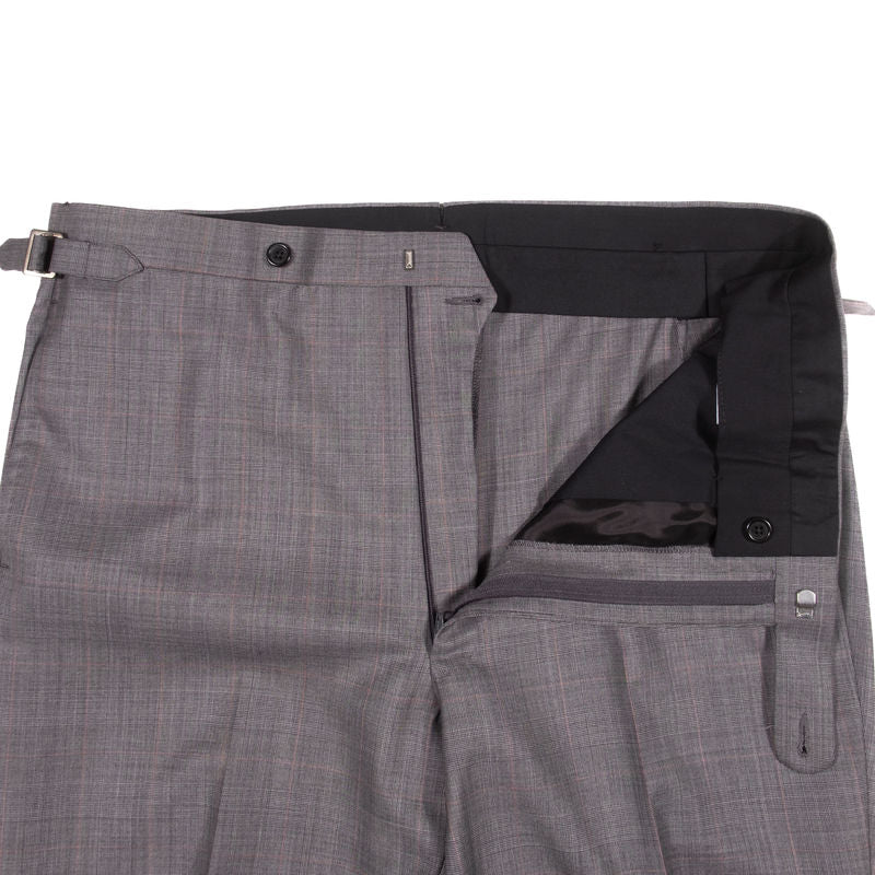 Neapolitan Hand Tailored Grey Prince of Wales Check Holland & Sherry Suit Sz 50