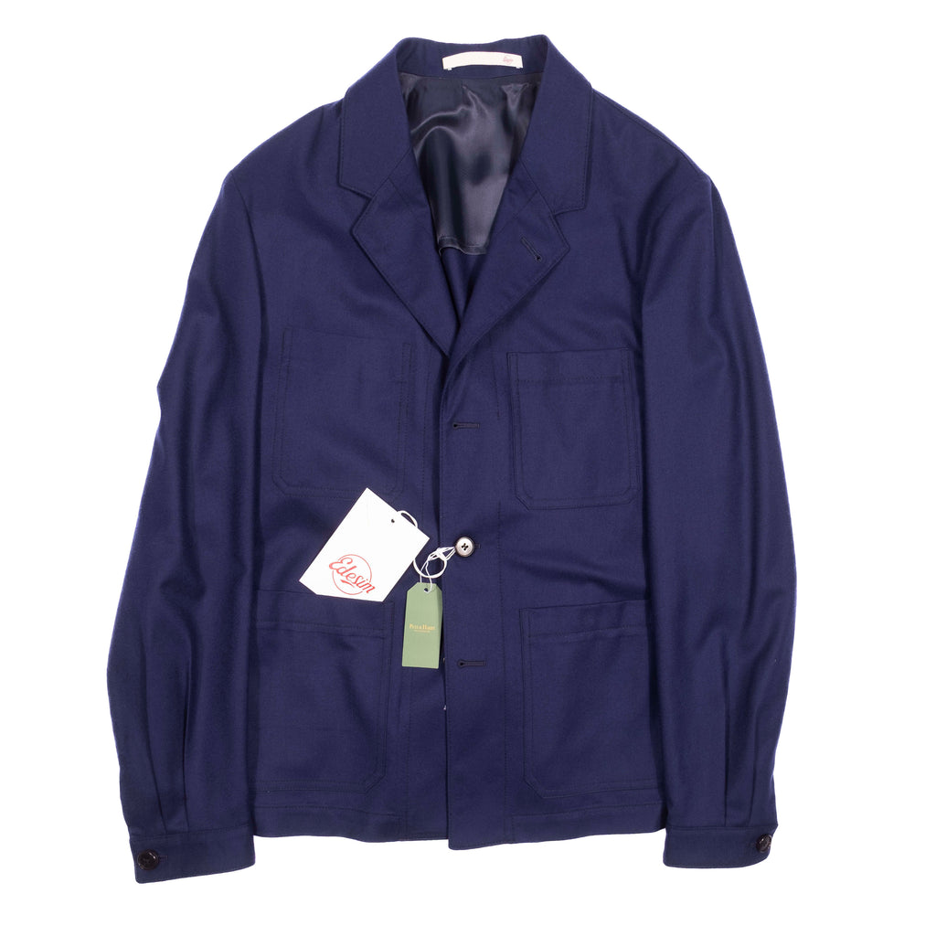 Neapolitan Hand Tailored Navy Fox Flannel Chore Jacket