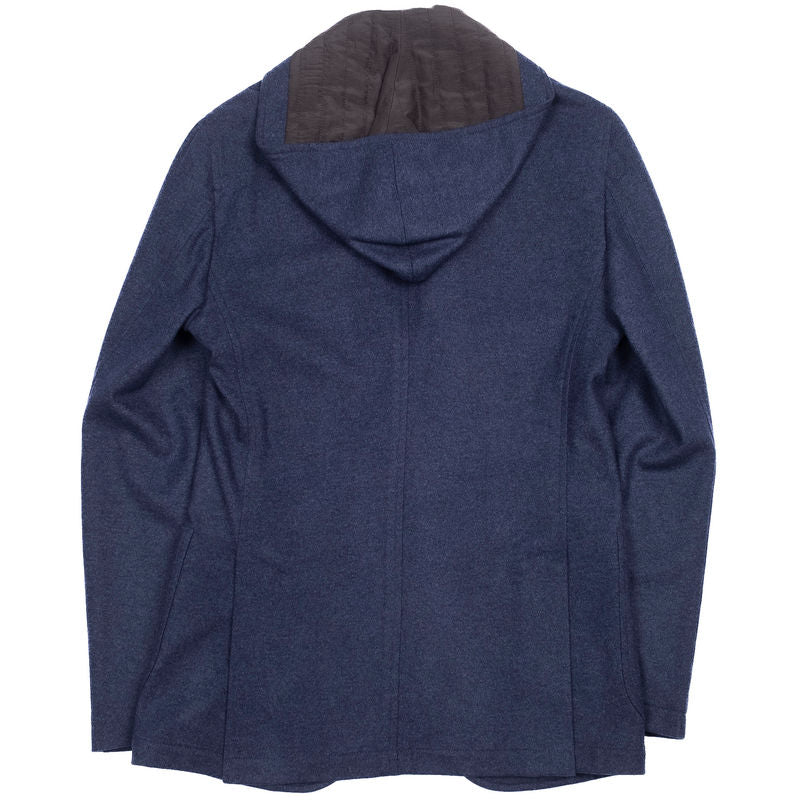 Neapolitan Hand Tailored Blue Hooded Jacket Sz 50