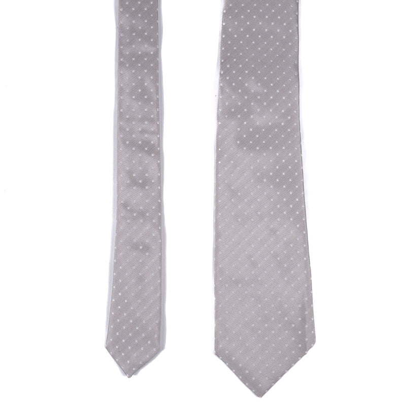 Borrelli Napoli Grey with White Polka Dots Tie