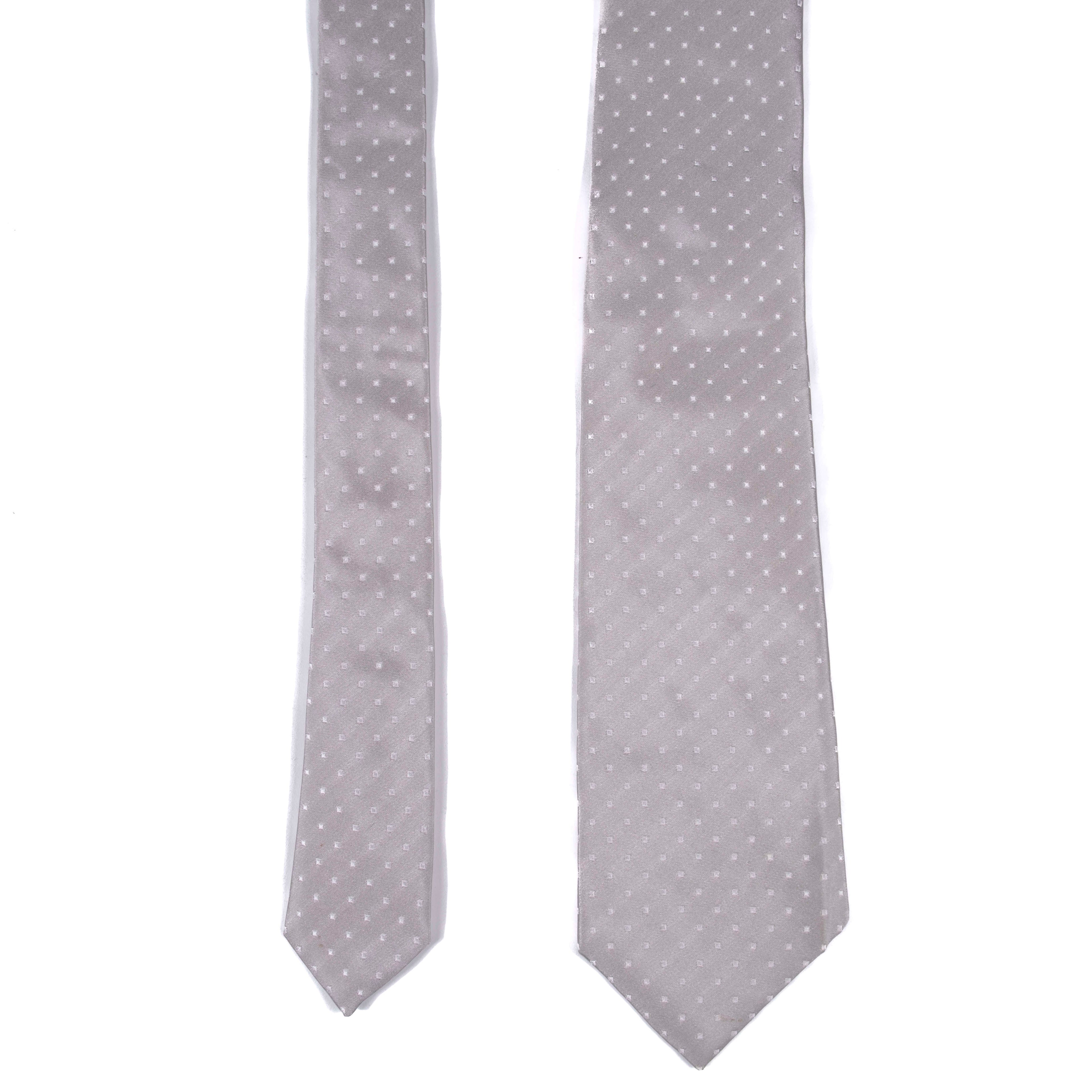 Borrelli Napoli Grey with White Polka Dots Tie
