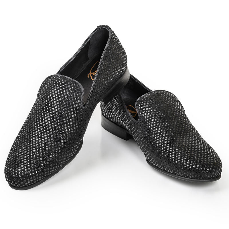 Black Suede Slippers with Stars