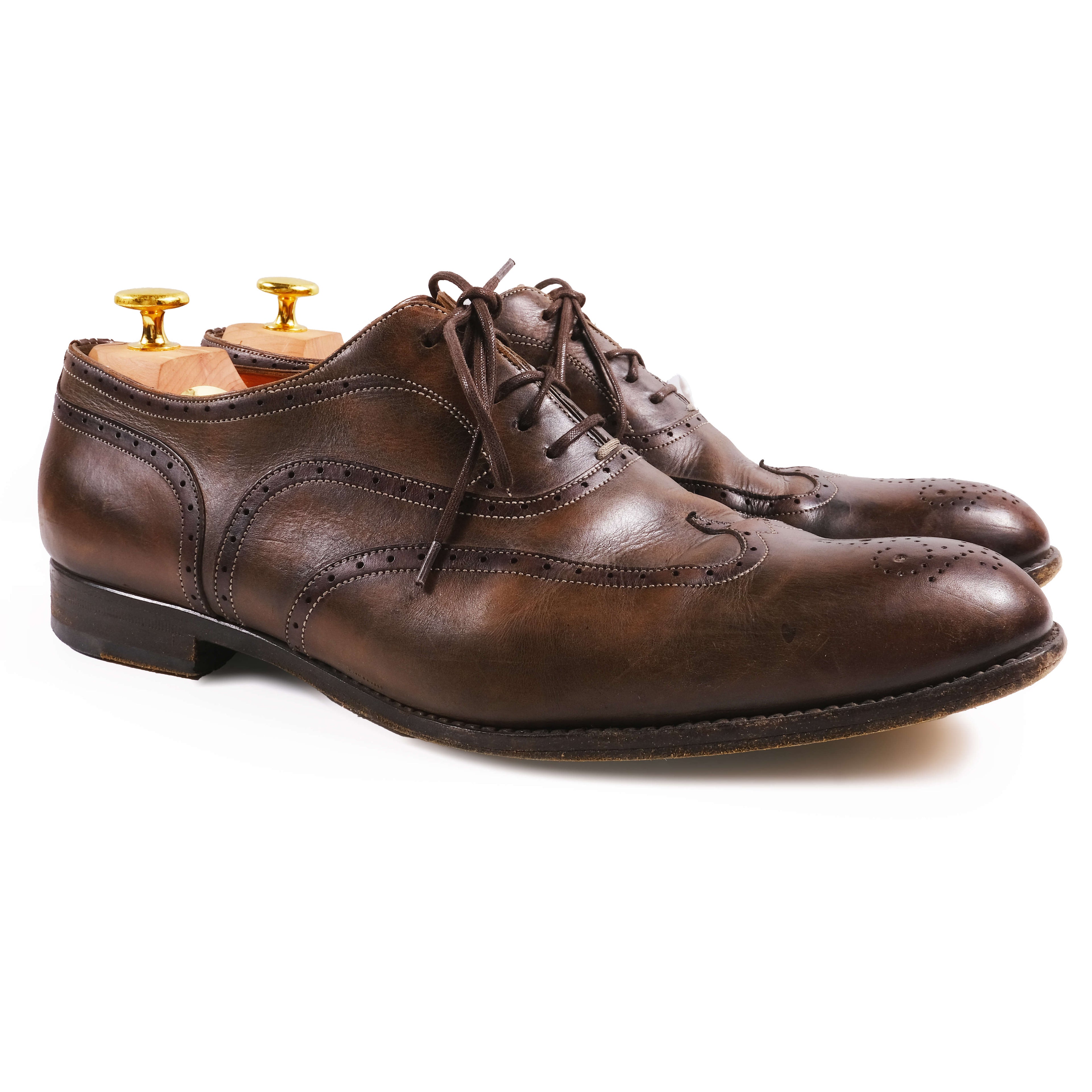 Santoni Brown Leather Oxford Brogues