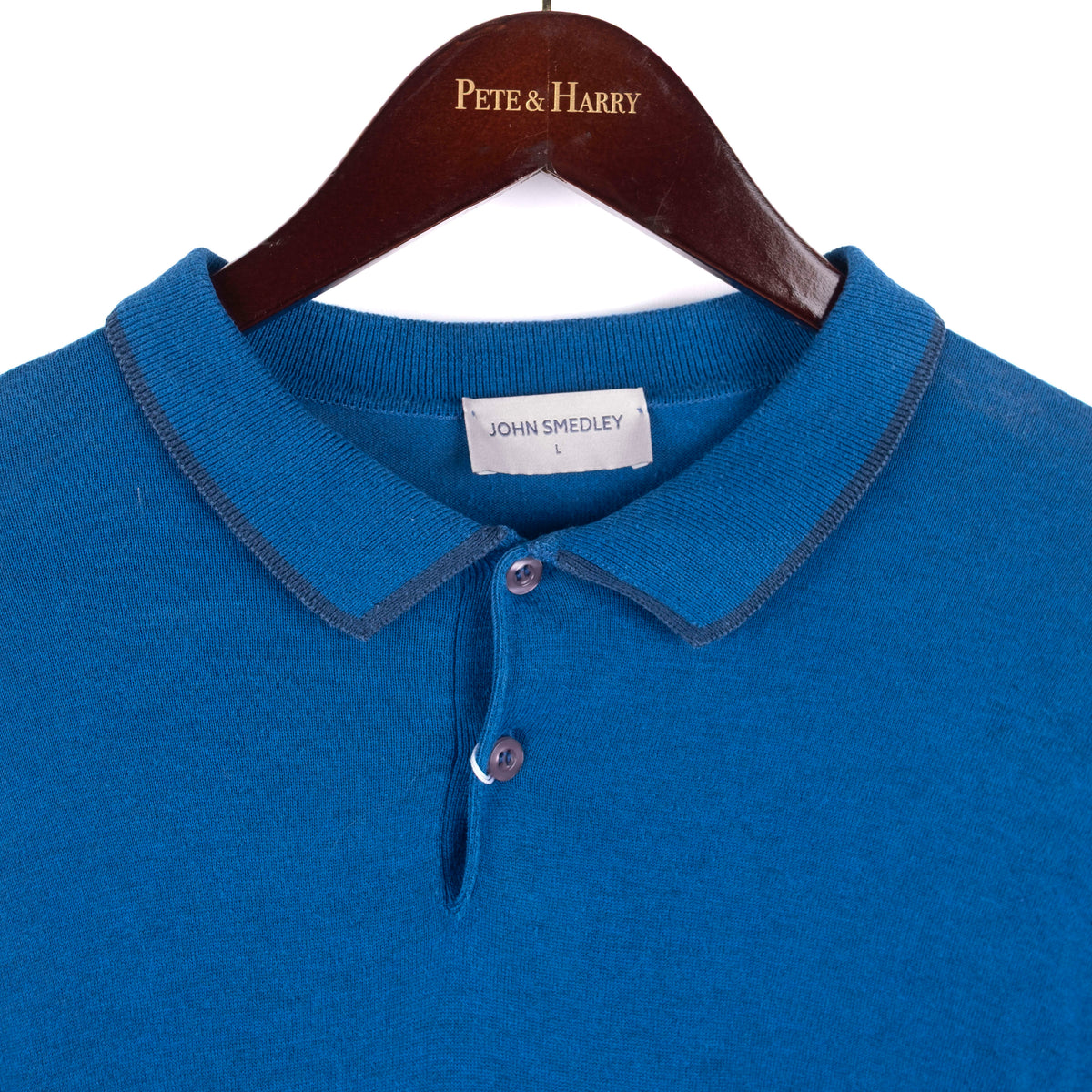Blue Short Sleeve Knit Polo Shirt