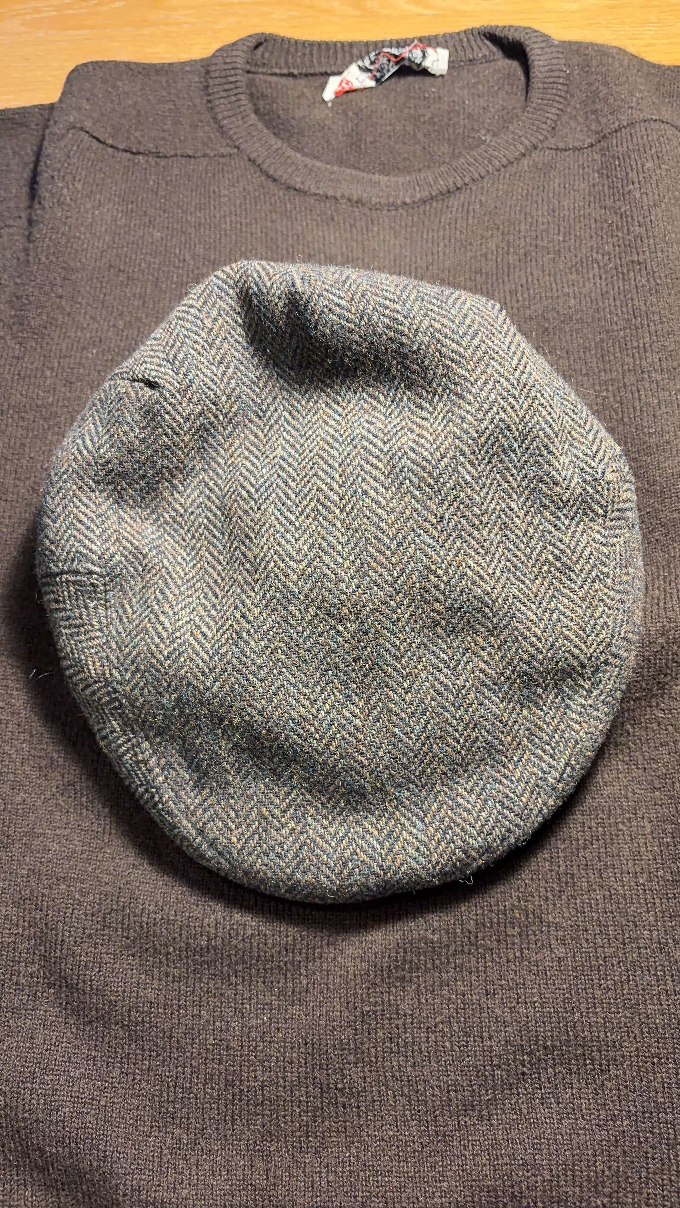 Green Herringbone Flat Cap