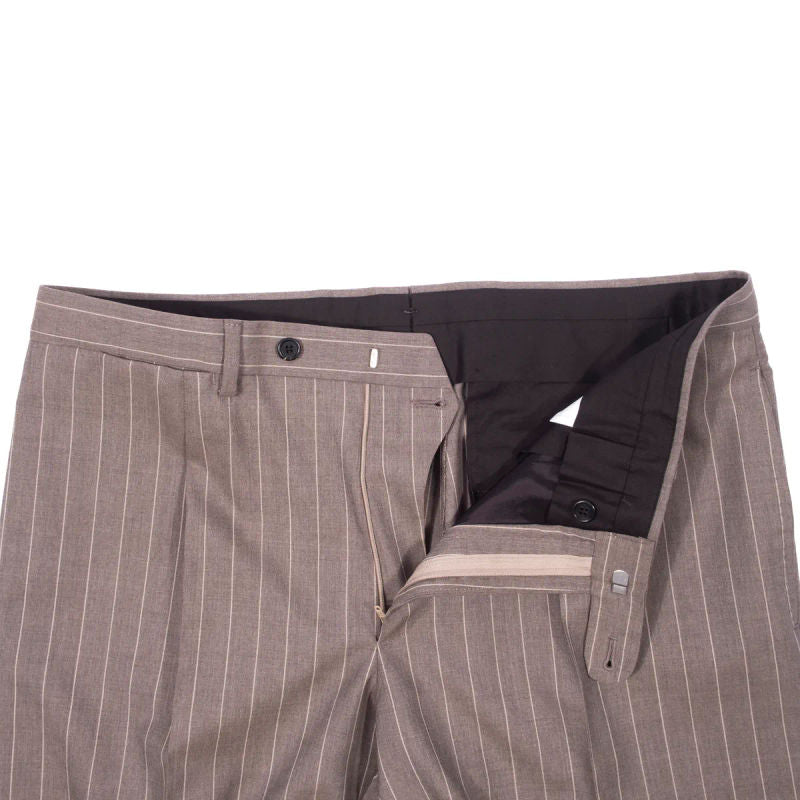 Neapolitan Hand Tailored Grey Chalk Striped Double Breasted Vitale Barberis Canonico Summer Suit Sz 50