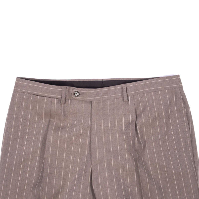 Neapolitan Hand Tailored Grey Chalk Striped Double Breasted Vitale Barberis Canonico Summer Suit Sz 50