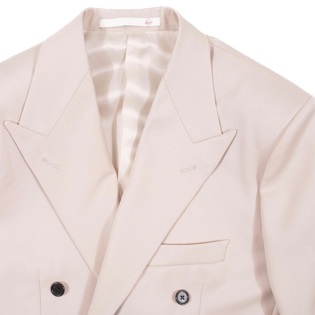 Neapolitan Hand Tailored Beige Double Breasted Cavalry Twill Sport Coat 48