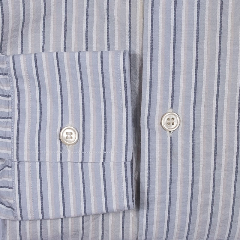 Blue Business Shirt with White Stripes