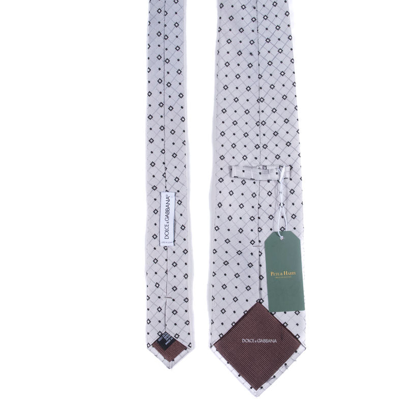 Dolce & Gabbana Grey Tie with Geometrical Patterns