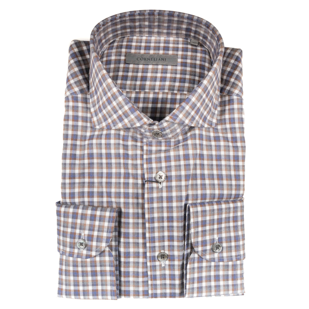 Brown and blue check Shirt 43